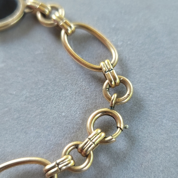 COPY - MCM 1950's Gold Filled Onyx Bracelet - Picture 2 of 5